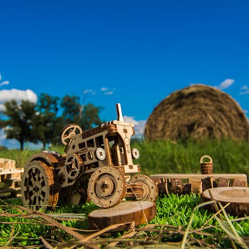 WOODEN.CITY Tractor 3D Puzzles for Adults – Mechanical Farm Tractor Model for Adults & Teens, 148-Piece DIY Kit with Moving Wheels, Made in EU