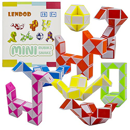 12 Pack 24 Blocks Mini Fidget Snake Cube Mini Twist Puzzle Cubes Magic Speed Cubes Toy for Kids Party Bag Fillers, Party Supplies - style: 12PCS-6 Colors