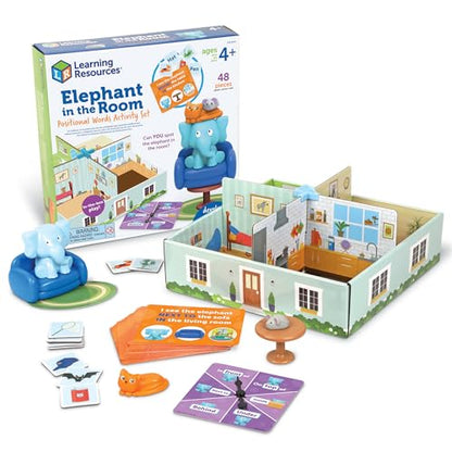 Learning Resources Elephant in the Room Positional Word Activity Set - Toddler Board Games, Language and Critical Thinking Skills, Sentence Building, Language Development, Gifts for Boys and Girls