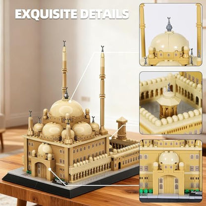 Egypt Mohammed Ali Mosque Building Blocks, Cairo Landmark Architecture Model for Adults and Kids Creative Construction Set for Collectors & History Lovers - style: Mohammed Ali Mosque