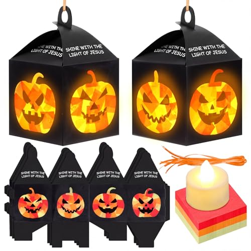 Simgoing 12 Sets Halloween Jack-O-Lantern Crafts Tissue Paper Crafts - style: Jack-O-Lantern