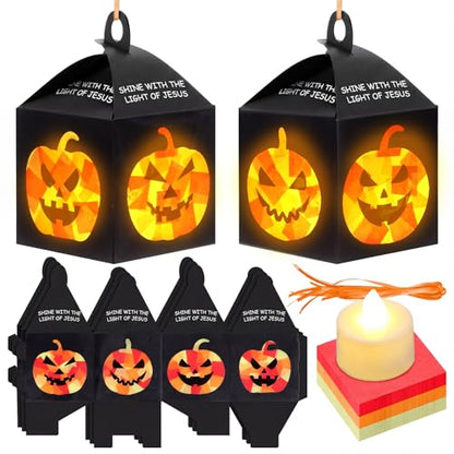 Simgoing 12 Sets Halloween Jack-O-Lantern Crafts Tissue Paper Crafts - style: Jack-O-Lantern