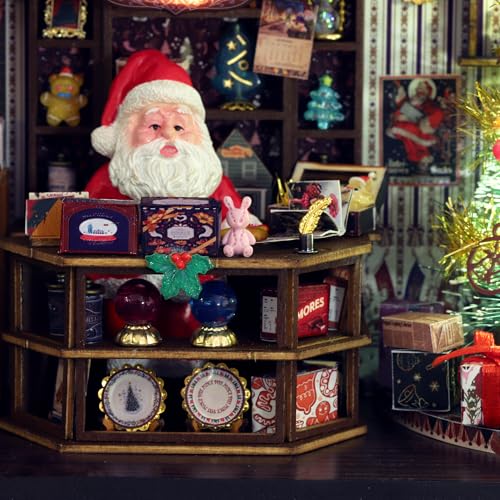 Hands Craft Christmas Wonderland DIY Miniature House Kit with Music & LED Lights – Holiday Storefront 3D Puzzle – Festive Craft Kit for Adults & Teens – Bookshelf Decor Winter Decorations