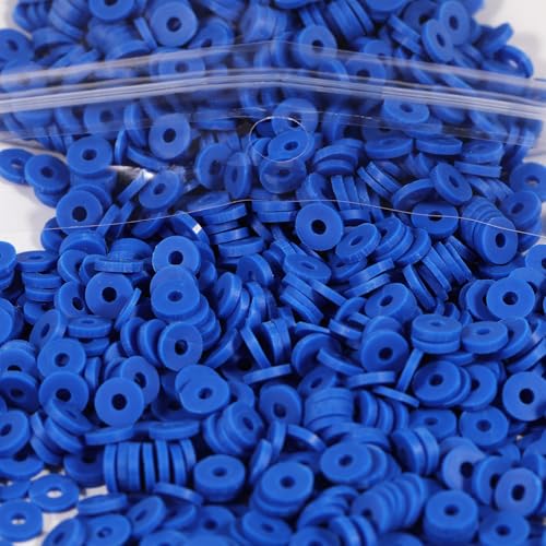 2000pcs Royal Blue Clay Beads 6mm for Bracelets Making Flat Round Polymer Clay Bead Heishi Beads for Jewelry Making Earring Bracelets Necklace - color: Royal Blue