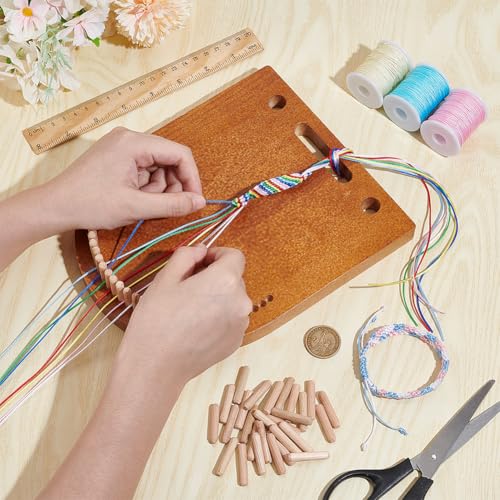 BENECREAT Wooden Bracelet Maker, Bracelet Making Kit for Multicord Knitting, Braiding Tool for Friendship Bracelet Making and DIY Jewelry, Wristband Crafts Making Tool Braiding Tool