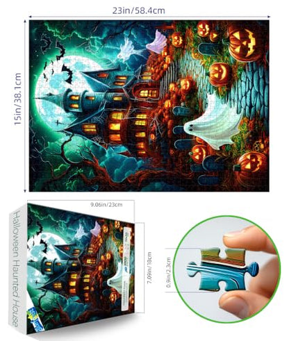 Blueforest Halloween Haunted House 1000 Piece Jigsaw Puzzle for Adults - color: Halloween Haunted House