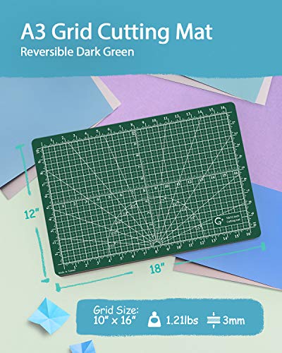 G+ Self healing Crafting Mat 12" x 18", Double-Sided Cutting Board 5-Ply Rotary Cutting Mat for Crafts, Fabric, Quilting, Sewing, Hobby, Precision Project - color: Dark Green, size: 18"L x 12"W
