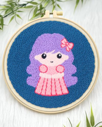 ERKOON Punch Needle Kit Beginners Adults, Zodiac Easy Embroidery Set for Starter Art Craft, Needling Punching Project with Patterns, Tools, Yarns, Hoop, Instruction (Virgo) - color: Virgo