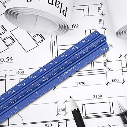 12" Architectural Scale Ruler Aluminum Architect Scale Ruler, Blue - color: Blue