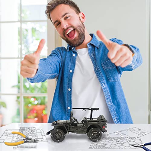 Piececool 3D Metal Car Model Kits, SUV Military Vehicle Models Building Kits, Brain Teaser 3D Puzzles for Adults Teens Stress Relief, Best Gifts for Dad - style: Willys-SUV