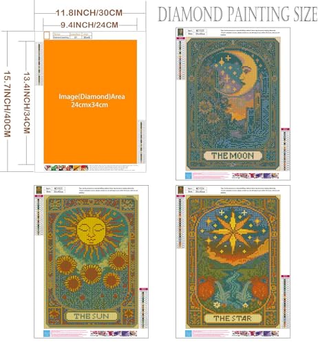 Axquilon 3 Pack Tarot Diamond Art Kits for Adults 12x16 inch - color: 3-Pack Tarot-1