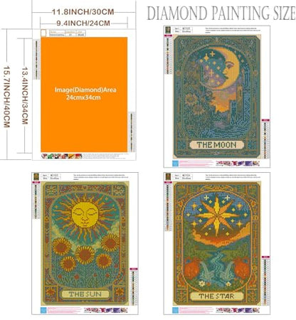 Axquilon 3 Pack Tarot Diamond Art Kits for Adults 12x16 inch - color: 3-Pack Tarot-1