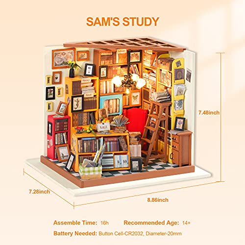 RoWood DIY Miniature Dollhouse Kit, 1:24 Scale Tiny House Building Kits - Sam's Study - style: Sam's Study
