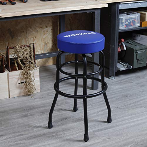 WORKPRO Heavy-Duty Garage Shop Stool, Swivel Cushion Seat, Steel Frame