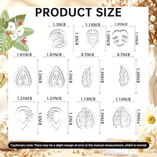 Boho Leaf Polymer Clay Cutters Set - 11Pcs Tropical Leaf Clay Earring Cutters，Tropical Leafs Polymer Clay Set for Jewelry Making, Gift for Wife, Friends, Sisters & Family - color: Swiss Cheese Plant