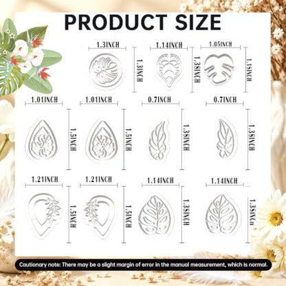 Boho Leaf Polymer Clay Cutters Set - 11Pcs Tropical Leaf Clay Earring Cutters，Tropical Leafs Polymer Clay Set for Jewelry Making, Gift for Wife, Friends, Sisters & Family - color: Swiss Cheese Plant