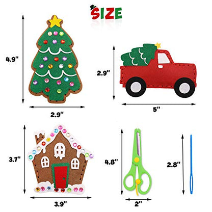 CiyvoLyeen Christmas Sewing Kit for Kids -Easy & Fun Felt Sewing Crafts, Christmas Ornaments Arts and Crafts Gift for Girls & Boys, Play and Learn My First Sewing Kit for Ages 6 7 8 9 10 11 12