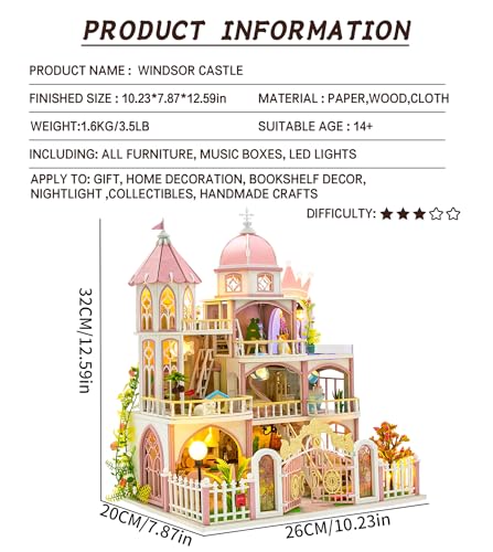 Spilay DIY Miniature House Kit for Adults, Miniature Dollhouse Building Kit - color: Windsor Castle