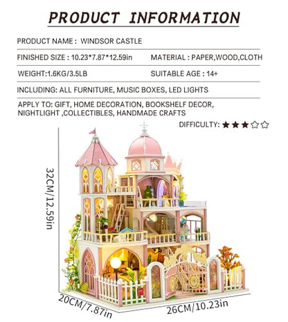Spilay DIY Miniature House Kit for Adults, Miniature Dollhouse Building Kit - color: Windsor Castle