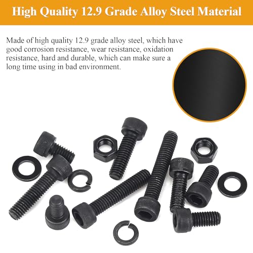 35 Pieces M6 x 10mm Socket Head Cap Screws, Thread Pitch 1.0mm, Sutemribor M6 Black Screws, 12.9 Grade Alloy Steel, Black Oxide Finish, Fully Threaded - size: M6 x 10mm, style: Socket Head