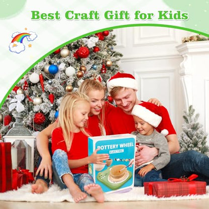 TenLaitech Pottery Wheel for Kids - Arts and Crafts Toys for Kids Ages 8-12 | Complete Pottery Painting Kit with Air Clay Art Supplies for Girls Boys Toys Birthday Gift for 6 7 8 9 10 11