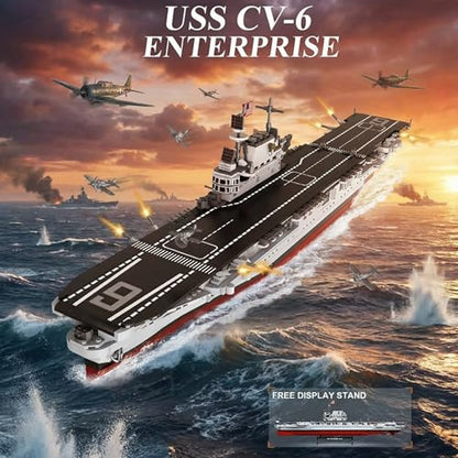 USS CV-6 Enterprise - Battleship Building Blocks,1883 PCS for Adults - style: USS CV-6