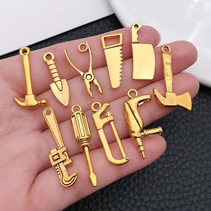 WOCRAFT 60pcs Antique Gold Tools Bracelet Charms for Jewelry Making Sets DIY Necklace Bracelet Keychain Crafting Charms Kit Craft Supplies (SN900) - color: Antique Gold, size: Tools Charms