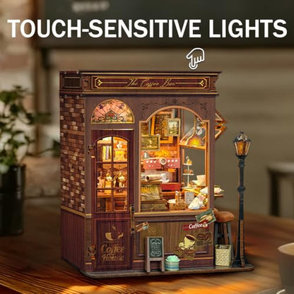 Book Nook Kit DIY Miniature House 3D Wooden Puzzle - Morning Mist Cafe - color: Morning Mist Cafe