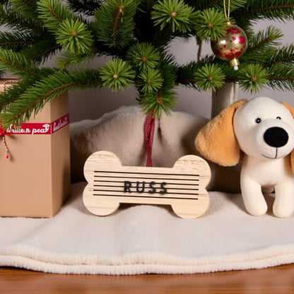 Pearhead Pet Letterboard Bone Holiday Christmas Tree Ornament, Pet Owner Christmas Keepsake, Wood with Buffalo Check Hanging Ribbon - color: Bone Letterboard Onament, size: 1-Pack