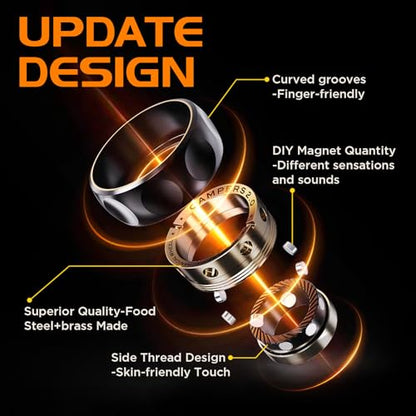 Magnetic Fidget Ring Spinner–DIY Mechanical EDC Toy for Adults - color: Black