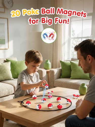 Red-White Soccer Magnetic Game – 20 Stones & Rope - color: Red White Balls