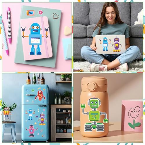 24 Sheets Robot Make a Face Sticker, Make Your Own Robot Stickers Mix and Match Sticker for Home School Classroom Crafts Activities Reward Birthday Party Favors - style: Robot