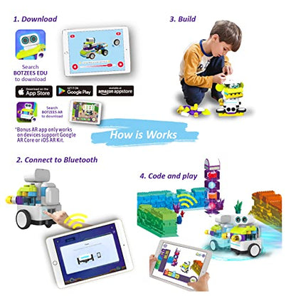 BOTZEES Classic Plus Coding Robots for Kids, Remote Control Robot, 8 in 1 AR STEM Toys for 4+ Years Old Kids (APP Based, iOS, Android and Kindle Fire Compatible)