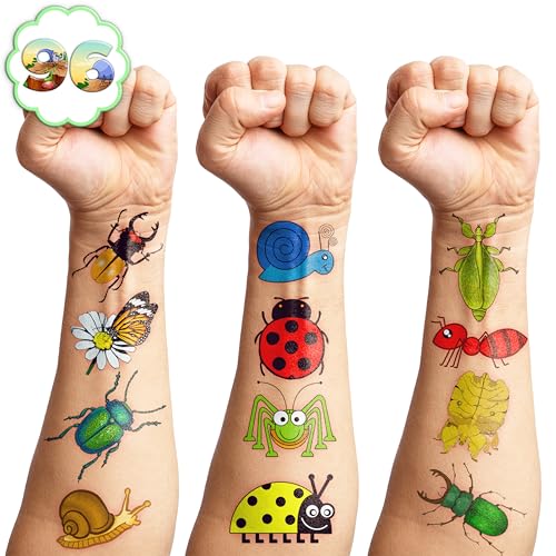 60PCS Bug Temporary Tattoos for Kids Toddlers - color: 60PCS