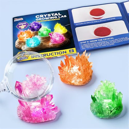 JOVA Klever Kits Crystal Growing Lab- 7 Color Crystal Growing Kit with Light-Up Base, Educational Toys Birthday Gift for Boys and Girls, Science Kits for Kids Ages 8-12