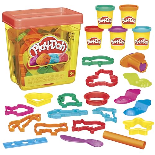 Play-Doh Fun Tub Set, 19 Accessories & Reusable Storage Container, Preschool Toys, Kids Arts & Crafts, Back to School Gifts, Ages 3+ (Amazon Exclusive)