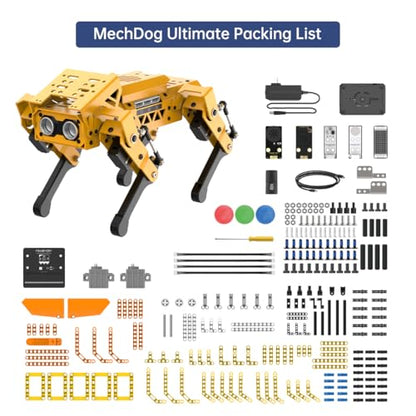 MechDog Robot Dog for Arduino Python Scratch microbit Starter Robot Kit AI Vision Voice Interaction, Self-Balancing Object/Command Recognition & Tracing Bionic Quadruped STEM Programming Science Set