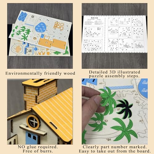Log Cabin Mini House 3D Wooden Puzzle Building Kit for Adults Teens