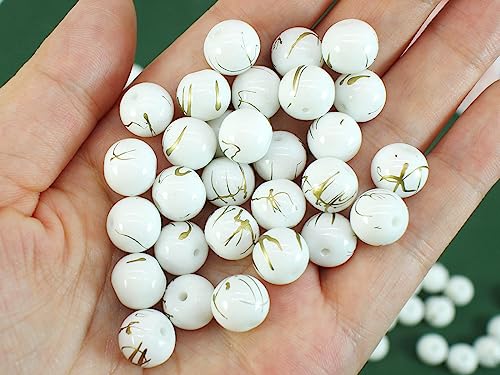 10mm White Glass Beads Kit 500pcs for Jewelry Making - size: 10mm White #364