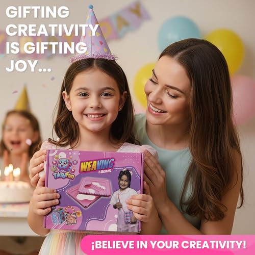 TIKKYFUN Weaving Loom Kit for Kids 2-Person Craft Set with 2 Loom Frames, 288 Loops, 12 Yarn Colors, Potholder Making Kit, Creative DIY Arts & Crafts for Girls Ages 6-12