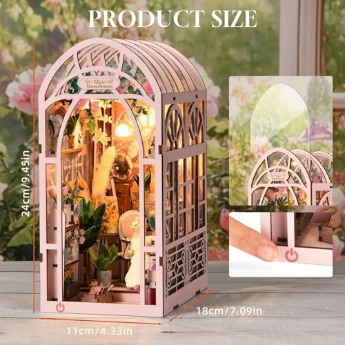 TOYQI Book Nook Kit, DIY Miniature Dollhouse Kit for Adults and Teens - color: Greenhouse