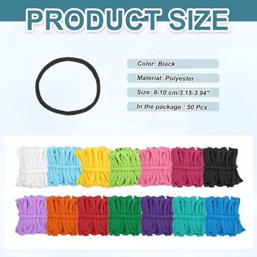 MECCANIXITY 50 Pcs Potholder Loom Refill Loops, Elastic Potholder Weaving Refill Loops Knitting Kit Supplies in Rainbow Colors for Girls Beginners DIY Crafts 7" Weaving Loom, Black - color: Black