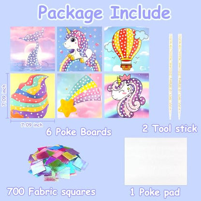 Poke-in Fun Art Fabric Craft- Magical Dream Decor,Mess Free Kids'Paper Craft Kits,Arts and Crafts for Kids,DIY Art Activity Birthday Ideas for Children,Toys for Girls &Boys Ages 4-10+ - style: Magical