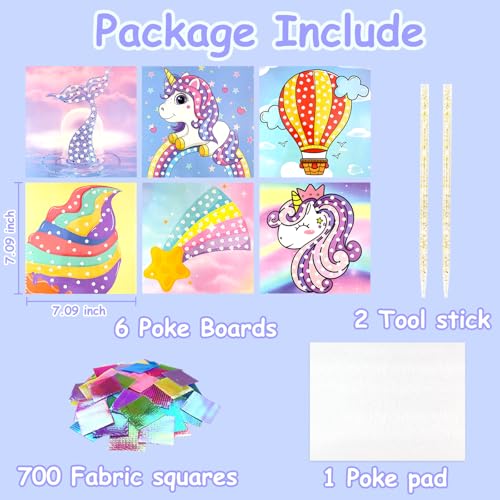Poke-in Fun Art Fabric Craft- Magical Dream Decor,Mess Free Kids'Paper Craft Kits,Arts and Crafts for Kids,DIY Art Activity Birthday Ideas for Children,Toys for Girls &Boys Ages 4-10+ - style: Magical