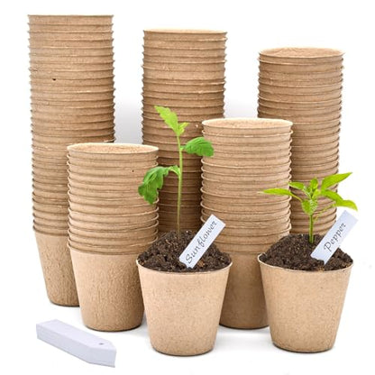 INCIKITI Biodegradable Peat Pots for Seedling - 120 Pack 3.15 inch Biodegradable Plant Seed Starters Kits with 30 Plant Labels, Garden Germination Nursery Pots for Flower Vegetable Seed Germination - size: 120 Pack