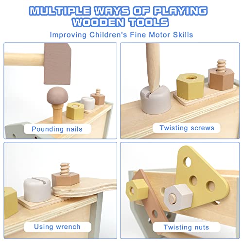 Montessori Wooden Tools Kit Toddler Educational Toy Set - color: Yellow