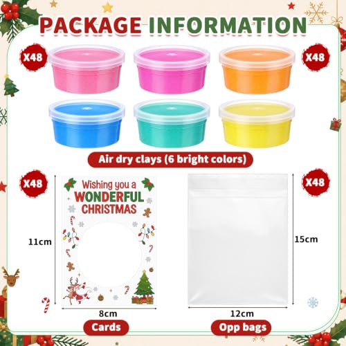 Viorawhite 48 Pcs Wonderful Christmas Air Dry Clay Kits for Kids - style: Wonderful Christmas