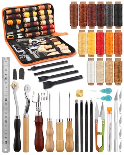 BUTUZE Leather Working Tools, Practical Leather Craft Kit - size: 66 Pcs