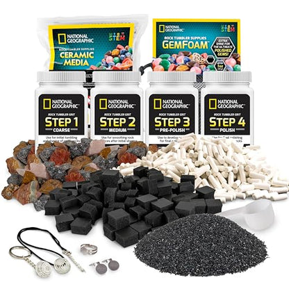National Geographic Rock Tumbler Grit and Rock Polishing Refill Kit - style: Complete Starter Kit