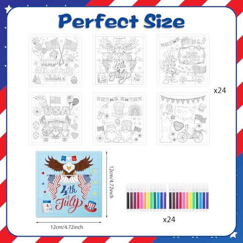 Fennoral 24 Pack 4th of July Patriotic Puzzle Craft Kit for Kids - color: 4th of July